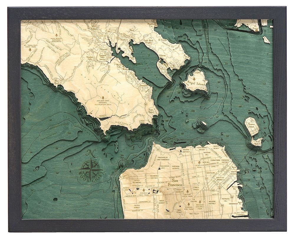 Bathymetric Map Golden Gate, California - Scrimshaw Gallery