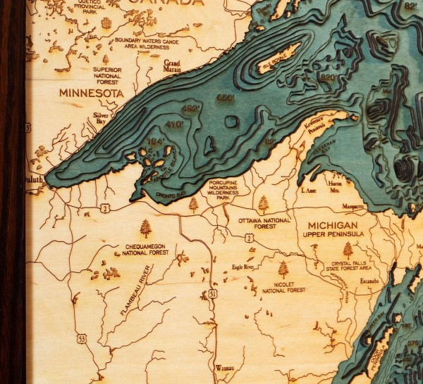 Bathymetric Map Great Lakes - Scrimshaw Gallery