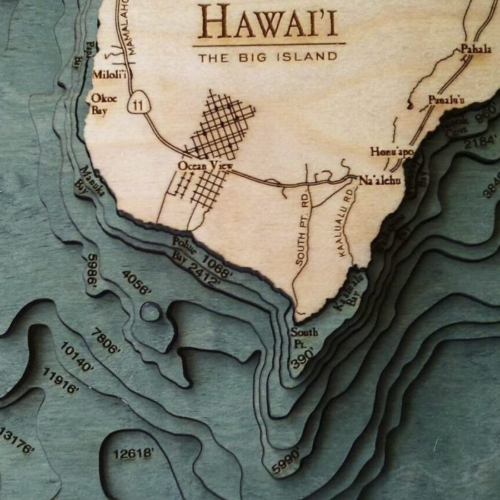 Bathymetric Map Hawaii (The Big Island) - Scrimshaw Gallery