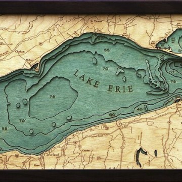 Bathymetric Map Lake Erie, Ohio - Scrimshaw Gallery