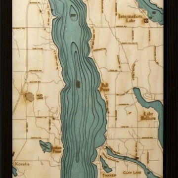 Bathymetric Map Torch Lake, Michigan - Scrimshaw Gallery