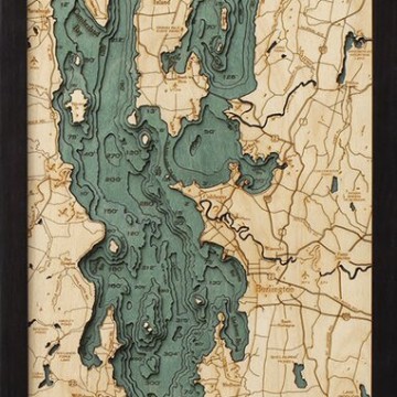 Bathymetric Map Lake Champlain, New York - Scrimshaw Gallery