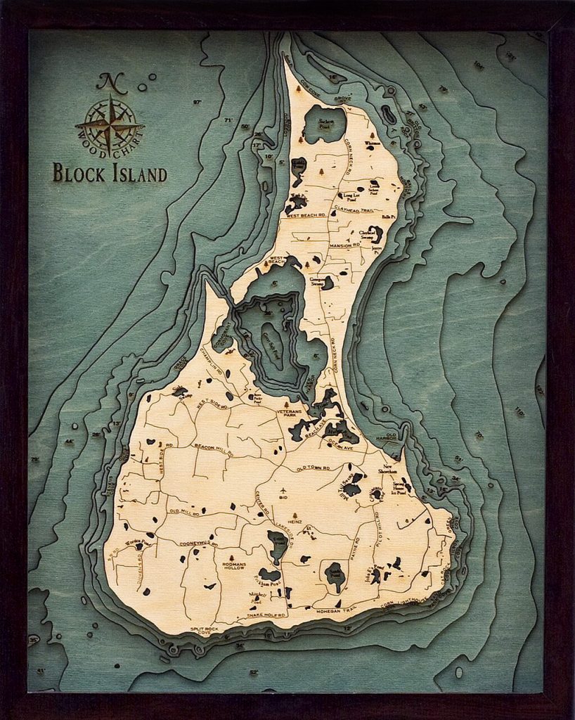 Bathymetric Map Block Island, Rhode Island - Scrimshaw Gallery