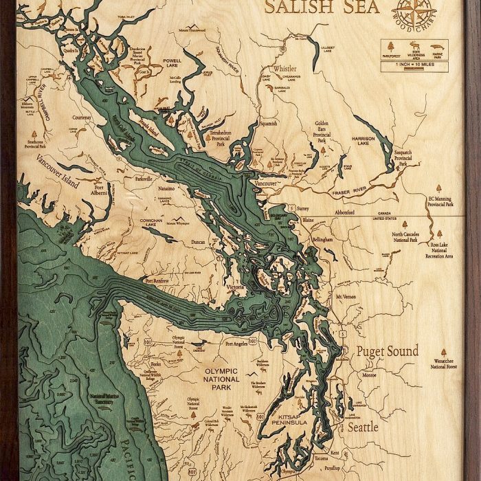 Bathymetric Map Salish Sea, Washington - Scrimshaw Gallery