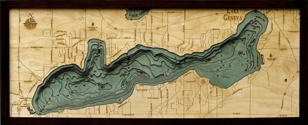 Bathymetric Map Lake Geneva, Wisconsin - Scrimshaw Gallery