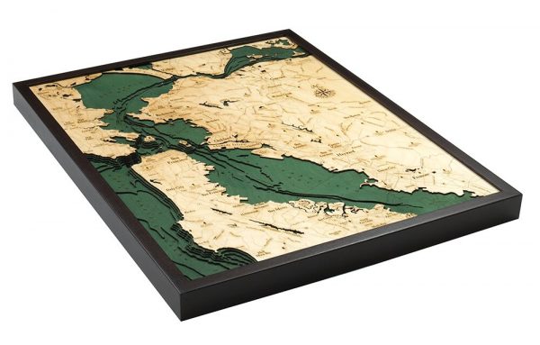 alamitos bay Bathymetric Layered Wooden Map