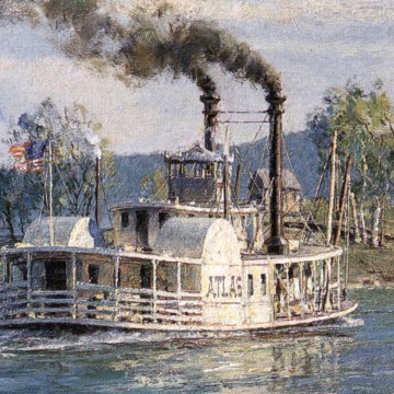 John Stobart - Chattanooga: Ross's Landing Flatboats on the Tennessee River