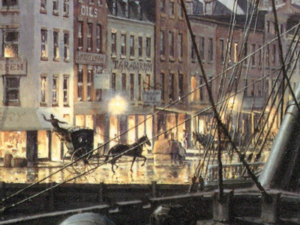 John Stobart - New York: Maiden Lane by Gaslight in 1882