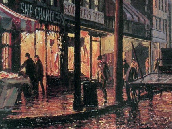 John Stobart - New York: South Street, New York in 1880 (Gaslight)