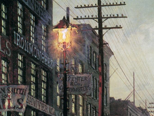 John Stobart - New York: South Street, New York in 1880 (Gaslight)