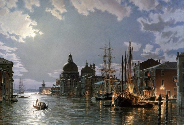 John Stobart - Venice: Moonlight Over the Grand Canal c. 1870