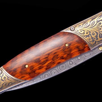 William Henry Limited Edition B30 Snakewood Gold Knife - Scrimshaw Gallery