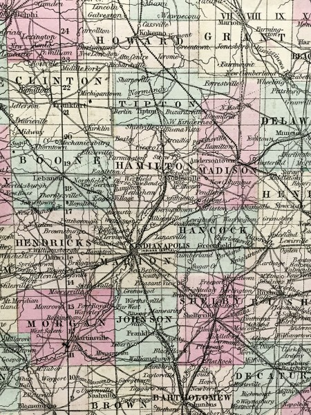 Antique Map - Indiana State Map (1855) - Scrimshaw Gallery