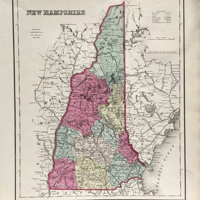 Antique Map - New Hampshire State Map (1855) - Scrimshaw Gallery