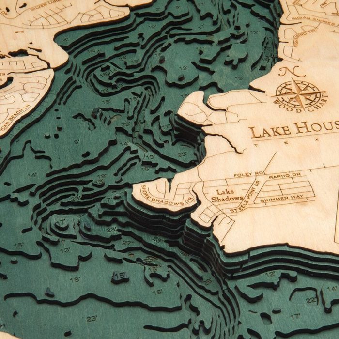 Bathymetric Map Lake Houston, Texas - Scrimshaw Gallery