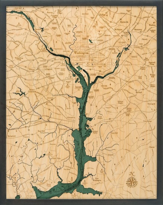 Bathymetric Map Washington D.C. - Scrimshaw Gallery