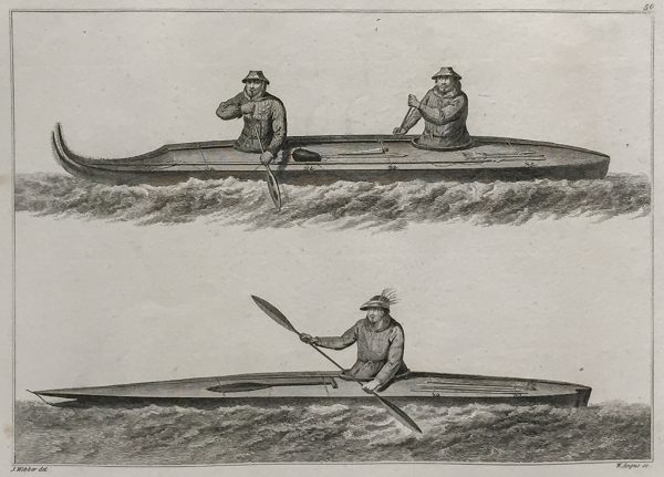 Cook Engraving - Canoes of Oonalashka