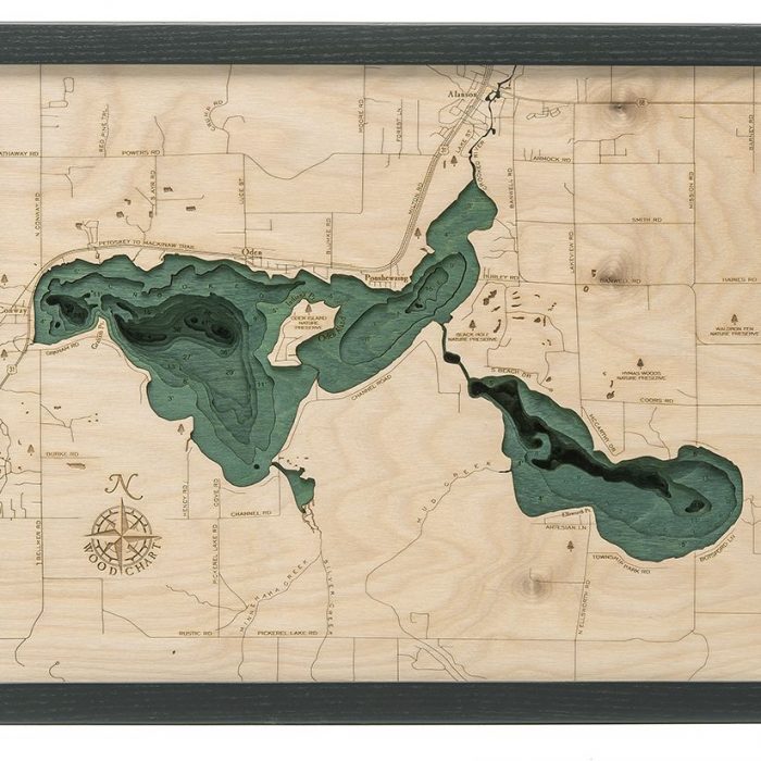 Bathymetric Map Crooked Lake, Michigan - Scrimshaw Gallery