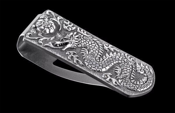 William Henry Zurich 'Naga' Money Clip - Hand-Carved Sterling Silver